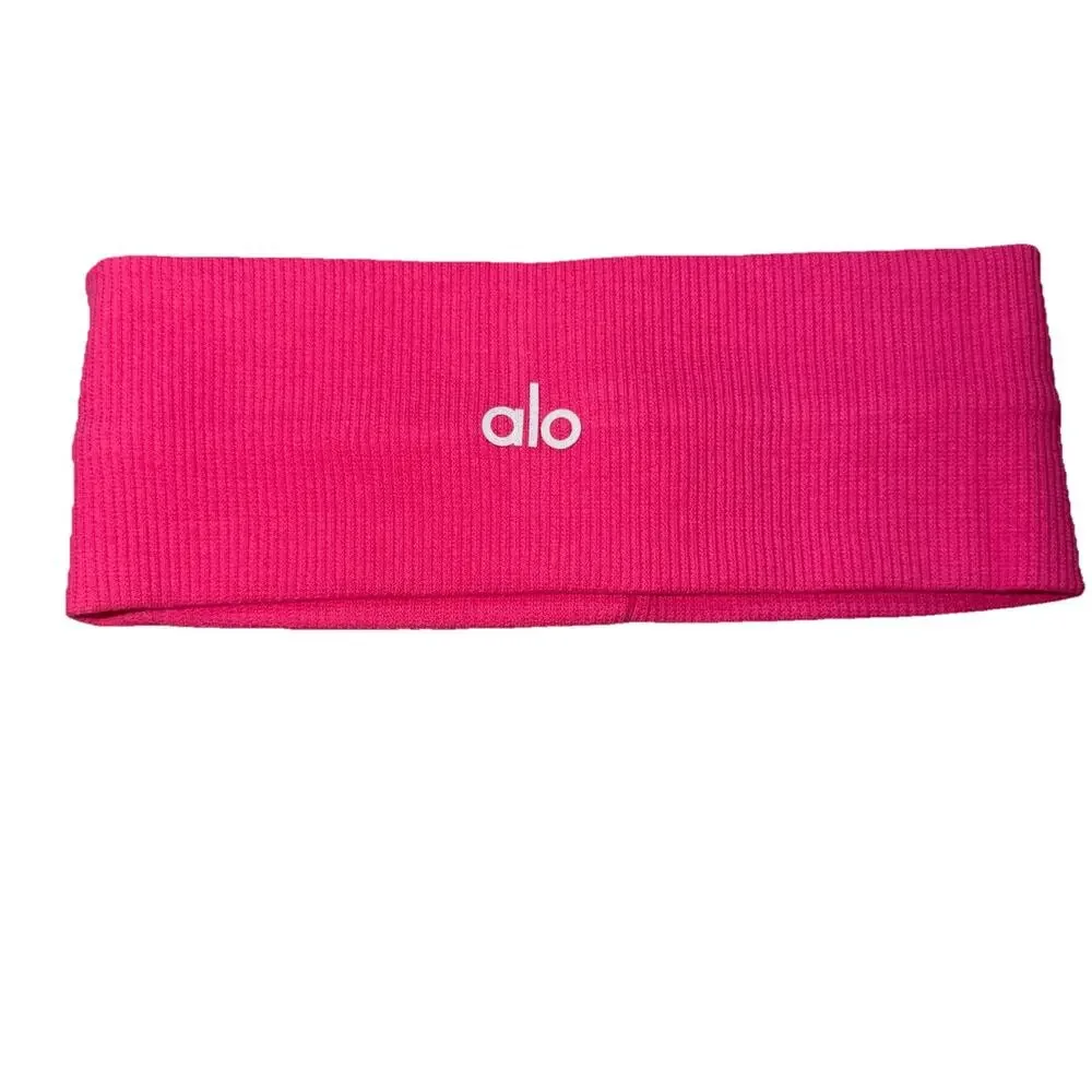 Alo Hot Pink Ribbed Headband Unisex Adults One Size Athletic Fitness Yoga Solid